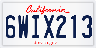 CA license plate 6WIX213