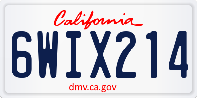 CA license plate 6WIX214