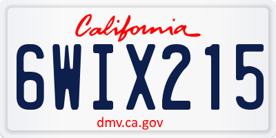 CA license plate 6WIX215