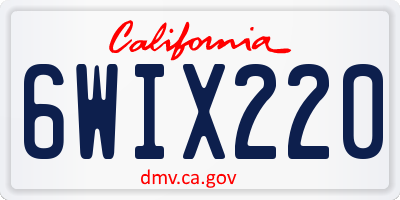 CA license plate 6WIX220