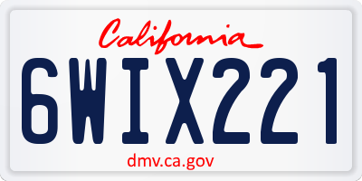 CA license plate 6WIX221