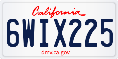 CA license plate 6WIX225