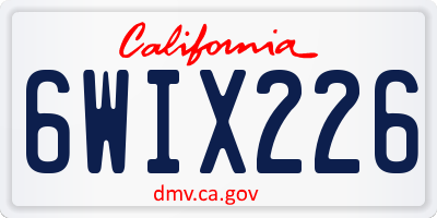 CA license plate 6WIX226