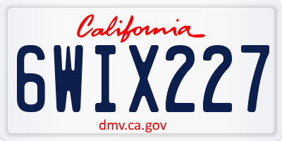 CA license plate 6WIX227
