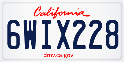 CA license plate 6WIX228