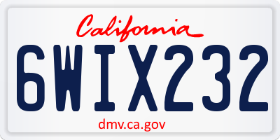 CA license plate 6WIX232