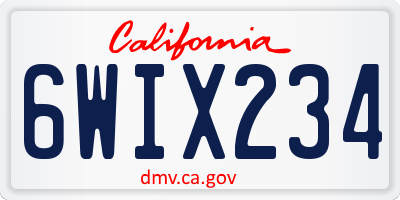 CA license plate 6WIX234