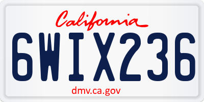 CA license plate 6WIX236