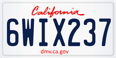 CA license plate 6WIX237