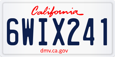 CA license plate 6WIX241