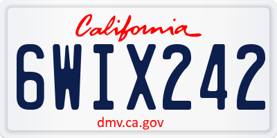 CA license plate 6WIX242