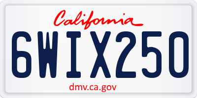 CA license plate 6WIX250