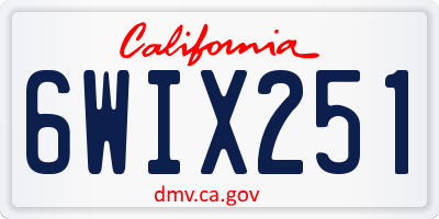 CA license plate 6WIX251