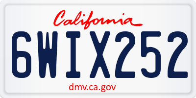 CA license plate 6WIX252
