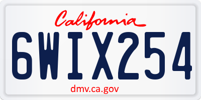 CA license plate 6WIX254