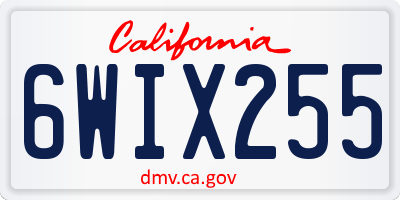 CA license plate 6WIX255