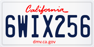 CA license plate 6WIX256