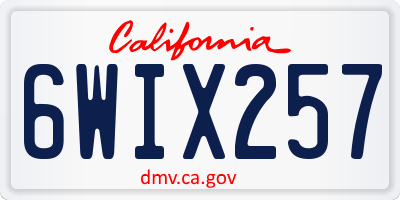 CA license plate 6WIX257