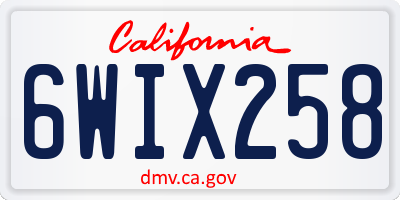 CA license plate 6WIX258