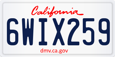CA license plate 6WIX259