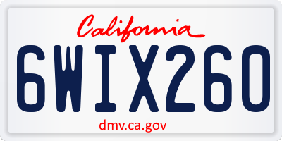 CA license plate 6WIX260
