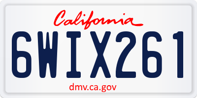 CA license plate 6WIX261