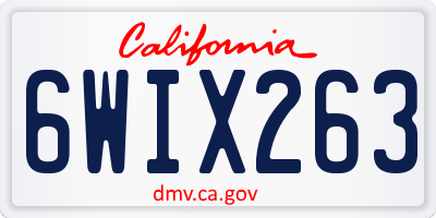 CA license plate 6WIX263