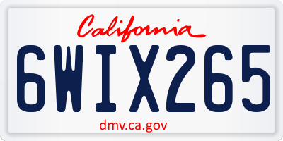 CA license plate 6WIX265