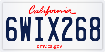 CA license plate 6WIX268