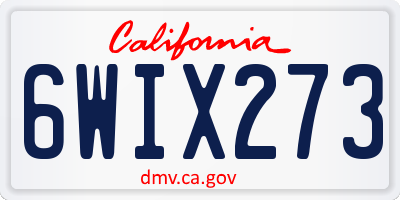 CA license plate 6WIX273
