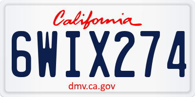 CA license plate 6WIX274