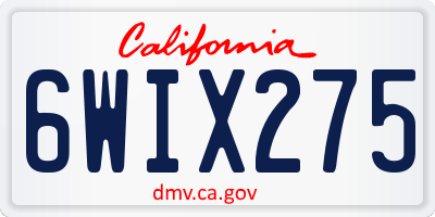 CA license plate 6WIX275