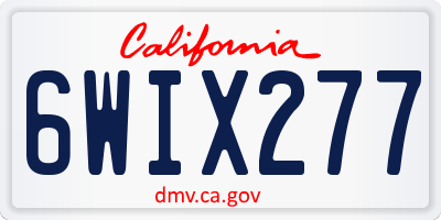 CA license plate 6WIX277