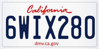 CA license plate 6WIX280