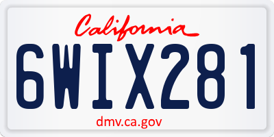CA license plate 6WIX281