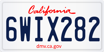 CA license plate 6WIX282