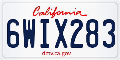 CA license plate 6WIX283