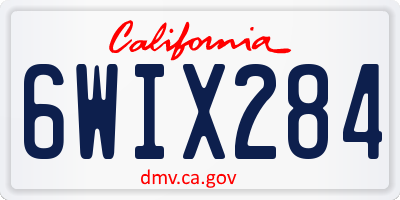 CA license plate 6WIX284