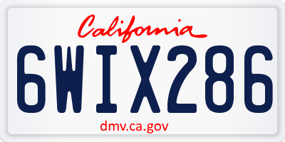 CA license plate 6WIX286