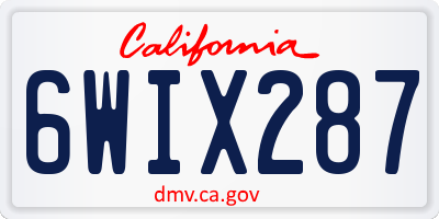CA license plate 6WIX287