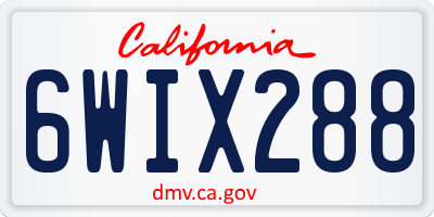 CA license plate 6WIX288