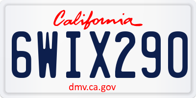 CA license plate 6WIX290