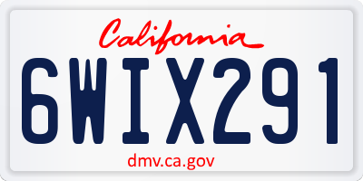 CA license plate 6WIX291