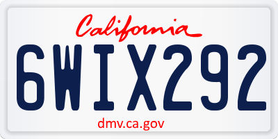 CA license plate 6WIX292