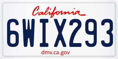 CA license plate 6WIX293