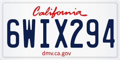 CA license plate 6WIX294