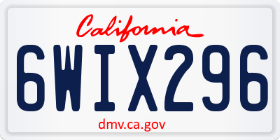CA license plate 6WIX296