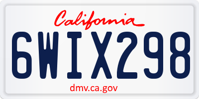 CA license plate 6WIX298