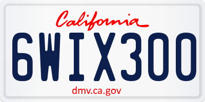 CA license plate 6WIX300