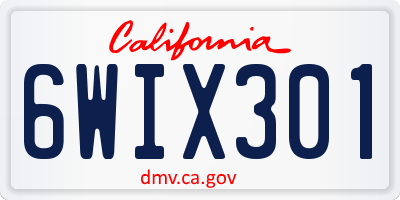 CA license plate 6WIX301